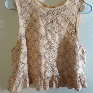 Urban Outfitters light pink crochet peplum tank with tie in back, Size M